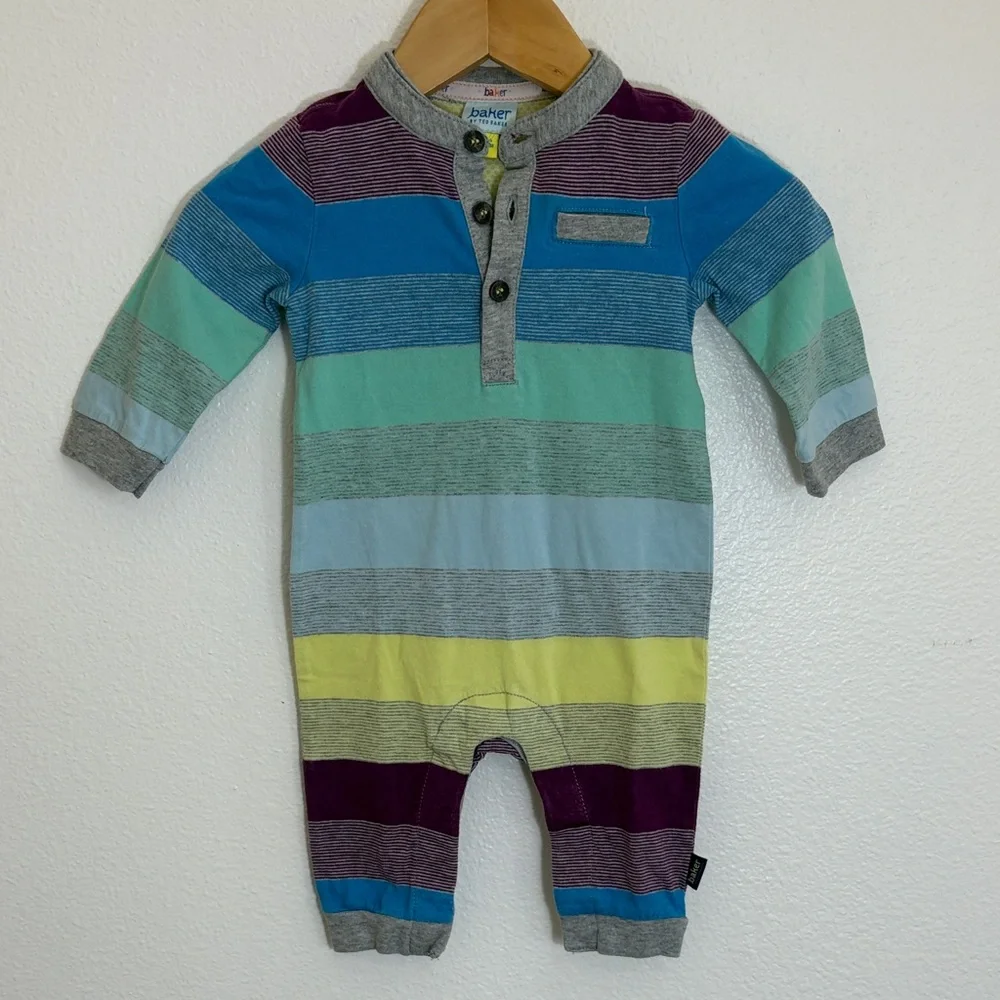 Baker by Ted Baker Colorful Striped Long-Sleeve Baby One-Piece Romper